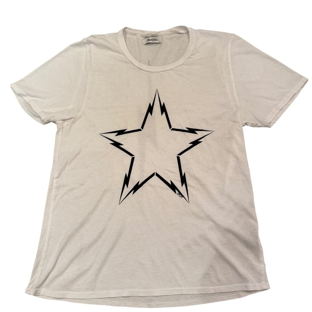 Lauren Moshi White Cotton Star & Lightning Short Sleeve T-Shirt Size Small